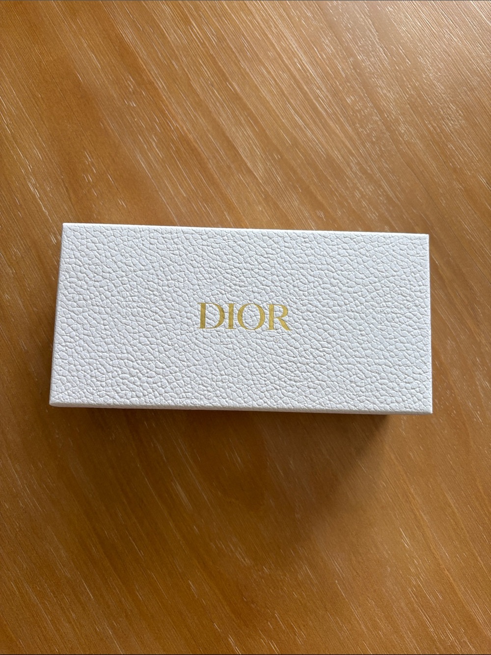 Dior White Textured Box with Gold Logo Accent